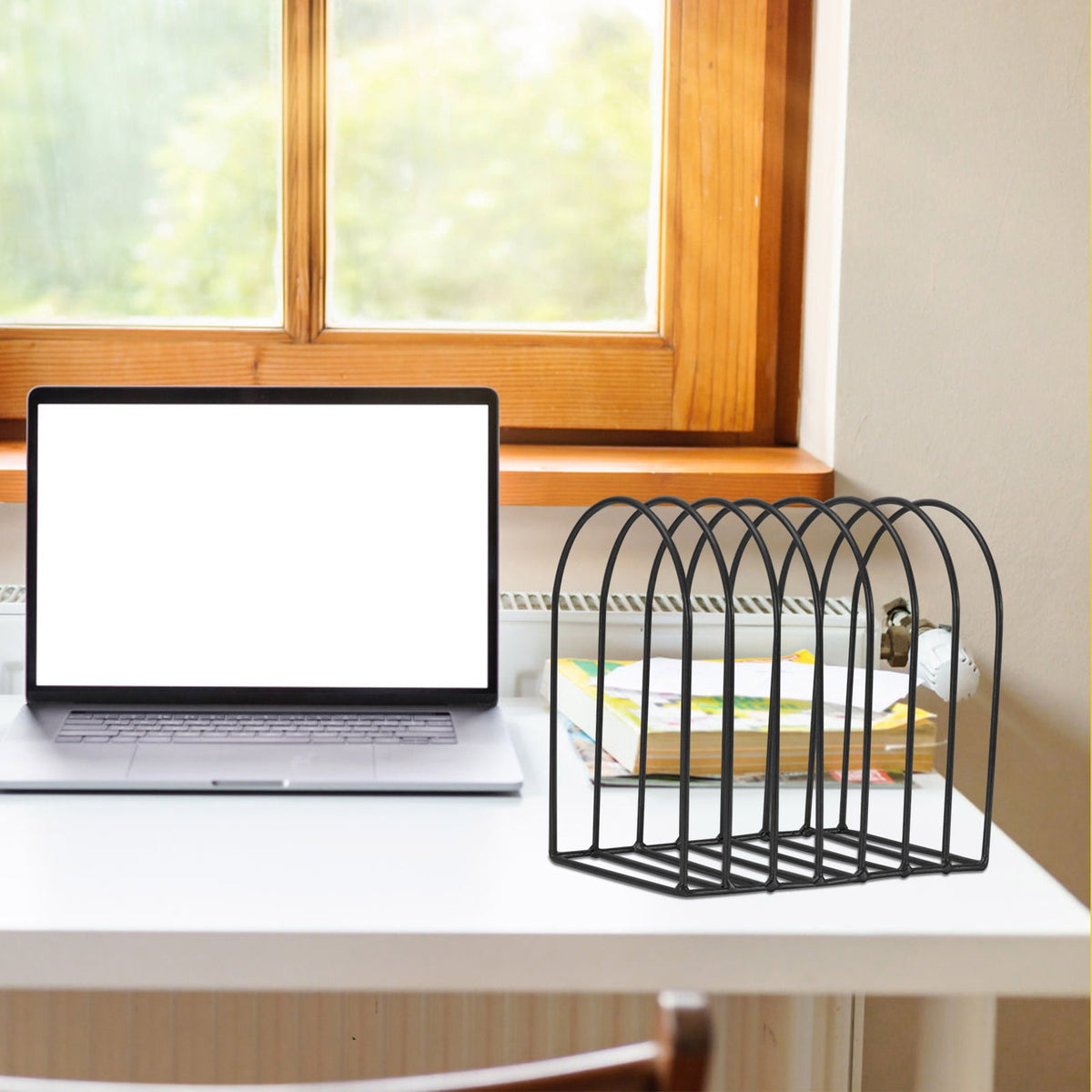 Wire Desktop File Sorter with Nine Slots for Folders and Magazines - Image 4
