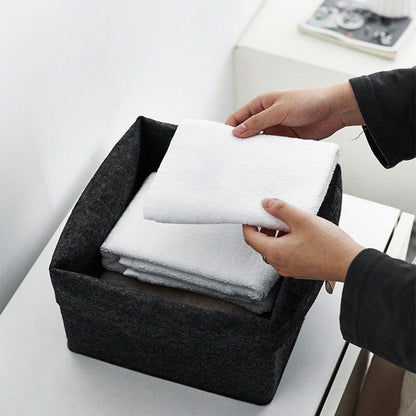 Soft Felt Cube Bin, 9 x 9 x 10 Inches, Folds Flat in Quiet Grey - Image 4