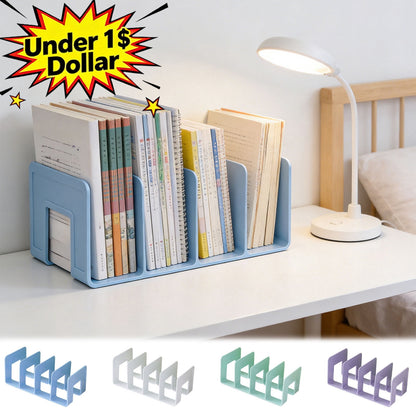 Four Slot Desktop Book Stand in White Plastic, 10.2 Inches Wide - Image 2