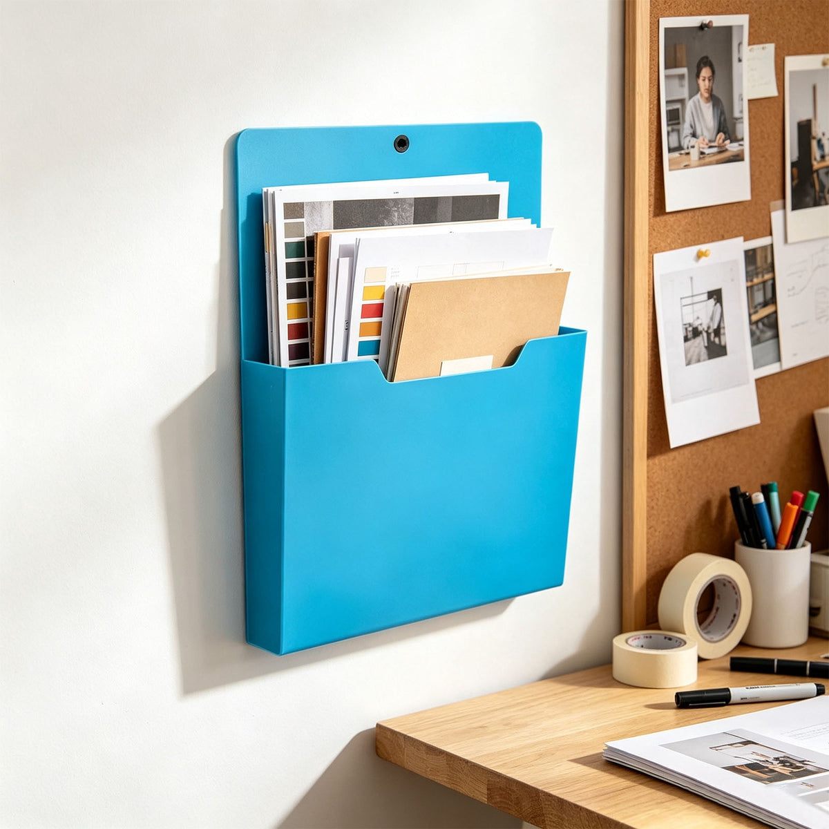 Magnetic A4 Wall File Pocket with a Deep Box Base, Colour Coded - Image 2