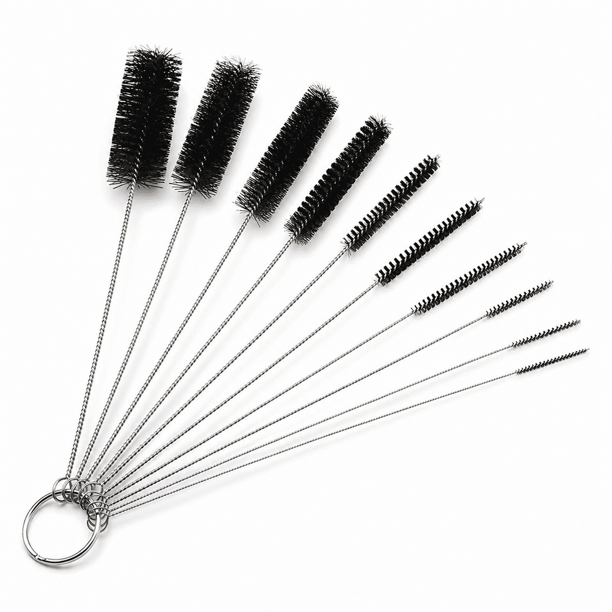 Nylon Tube and Straw Brush Set, Ten Sizes from 1/16 to 1 Inch