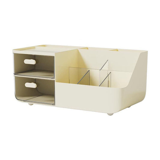 Two Drawer Desktop Organizer with a Clear Lid, 10.8 Inches Wide