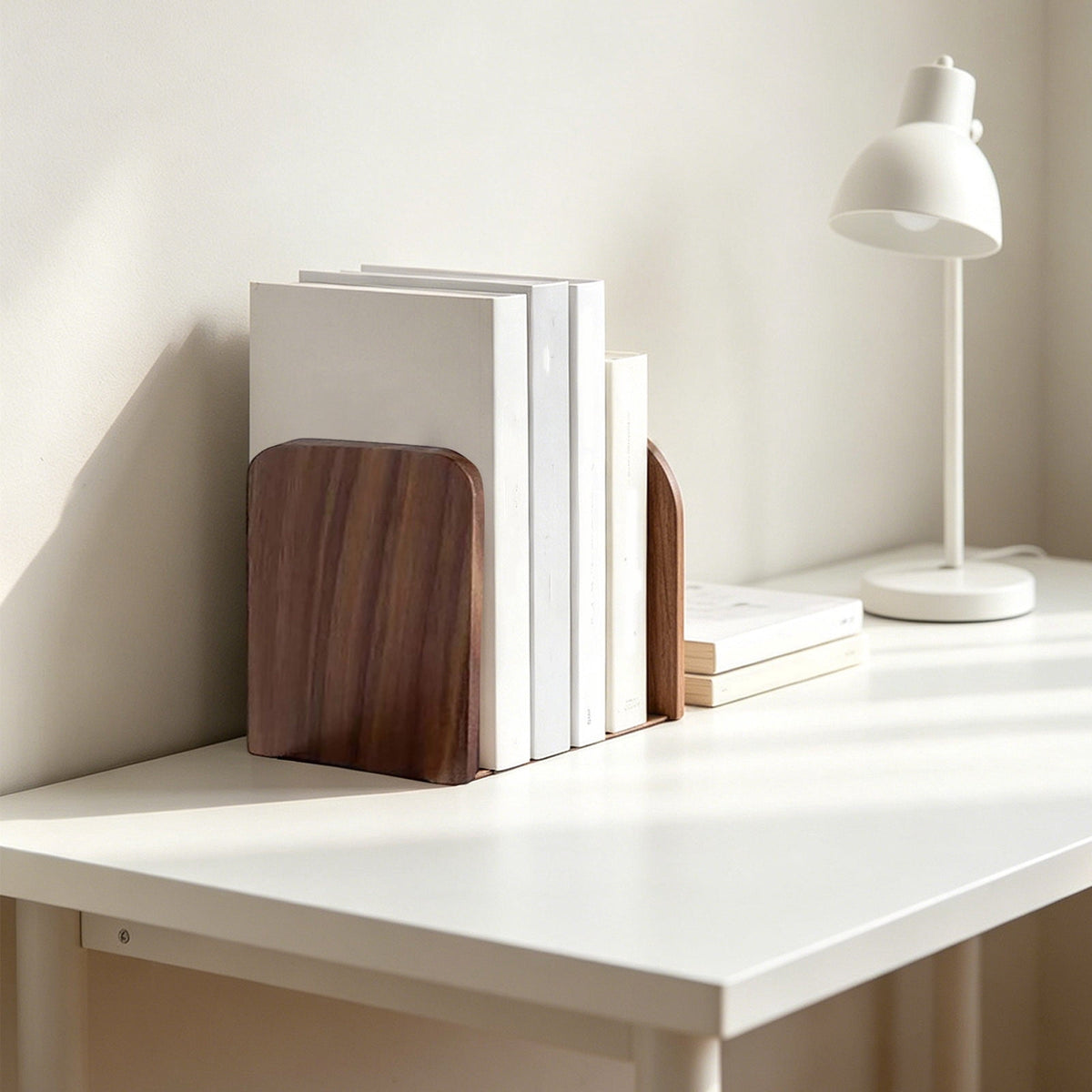 Solid Wood Bookend with a Weighted Base, Single Piece in Beech or Walnut - Image 2