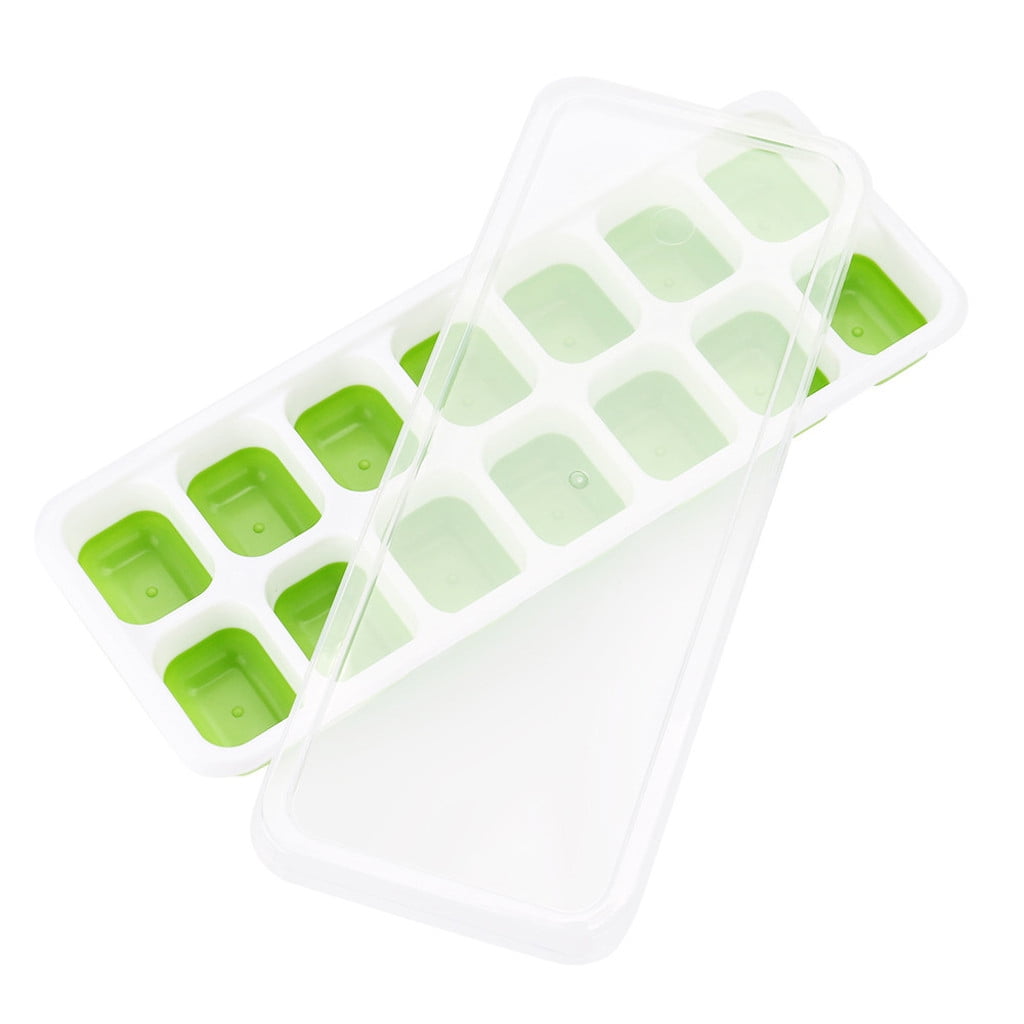 Covered Ice Cube Trays, Two Flexible Stacking Trays of 14 Cubes Each - Image 5