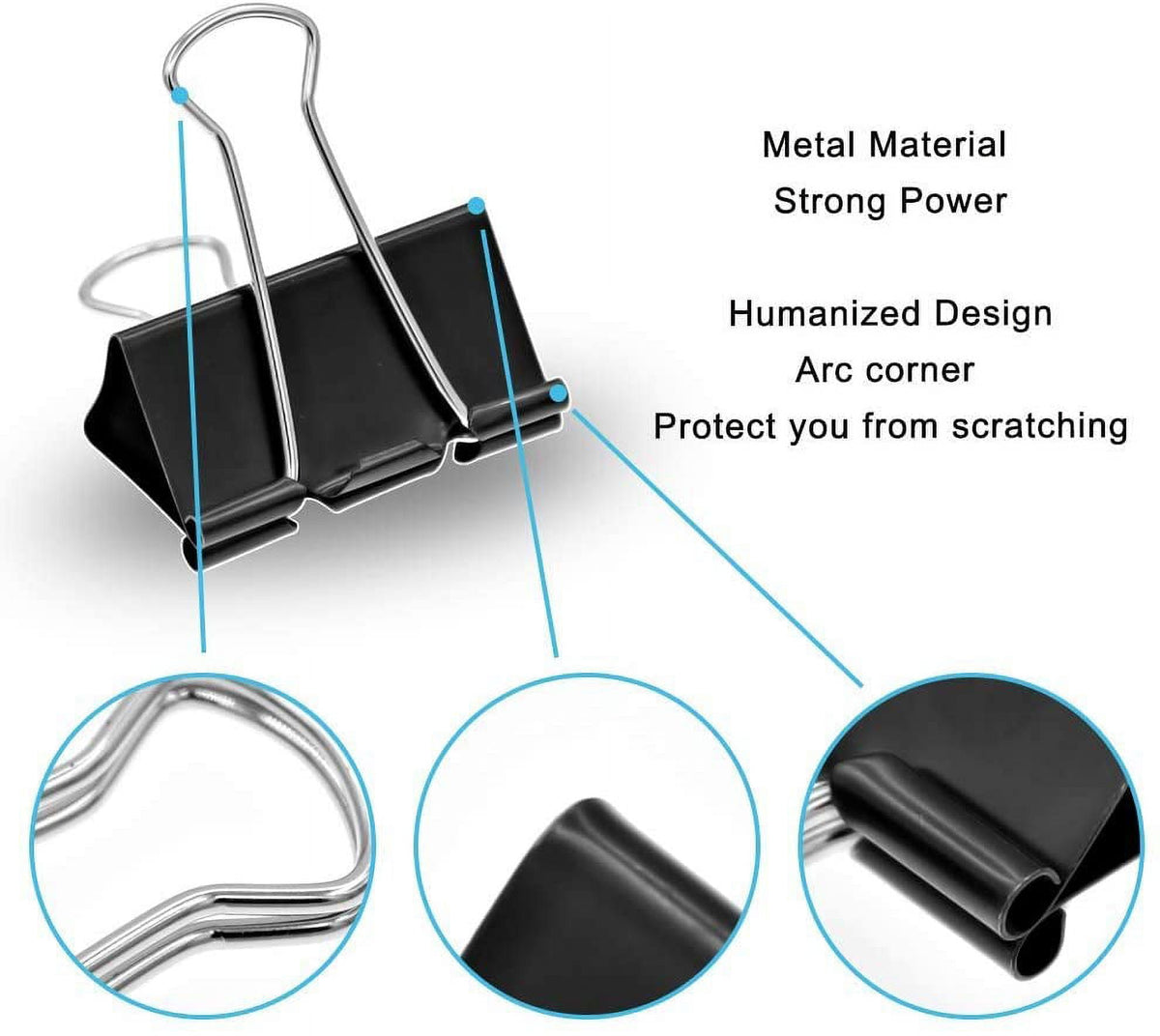 Oversized Binder Clips in Tempered Steel, Ten Clips at 2 Inches Wide - Image 5